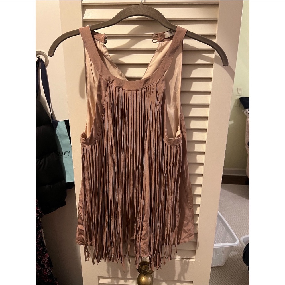Lavender brown pink fringe top